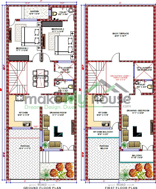 House Plan For X Feet Plot Size Square Yards Gaj Off