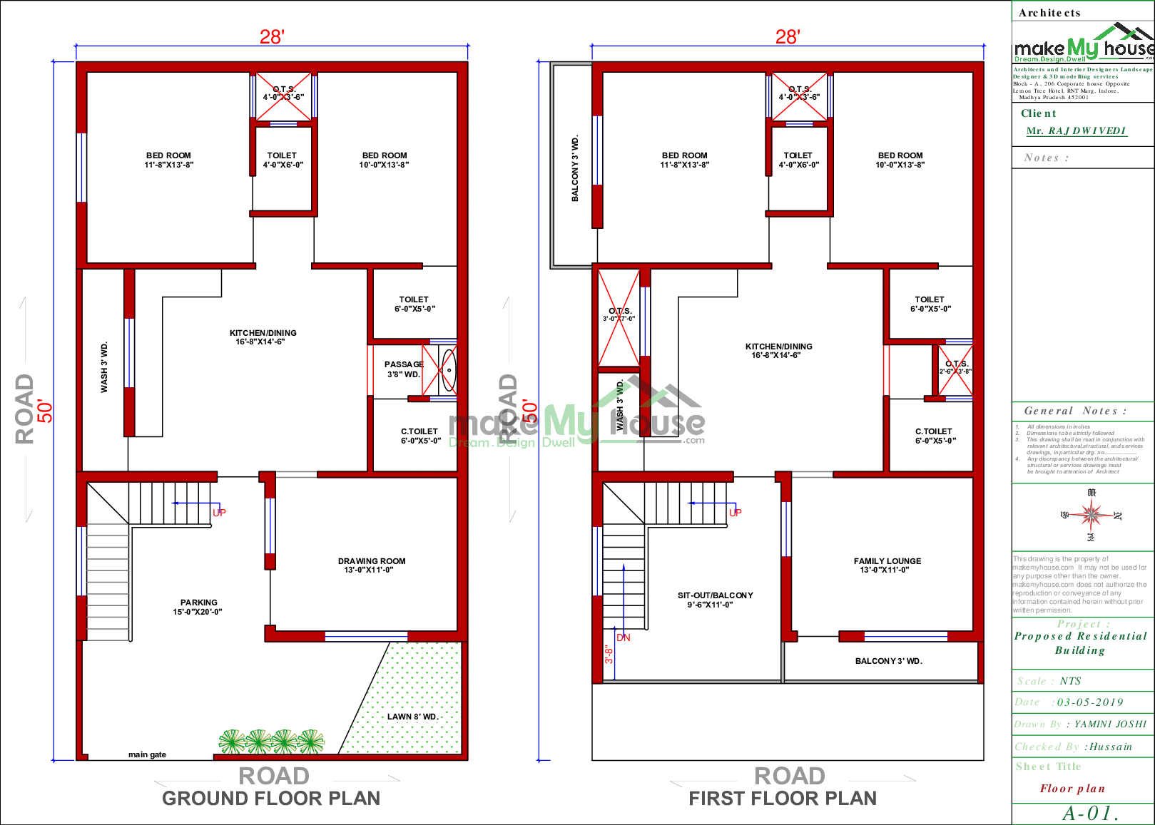 Buy 28x50 House Plan 28 By 50 Front Elevation Design 1400Sqrft Home