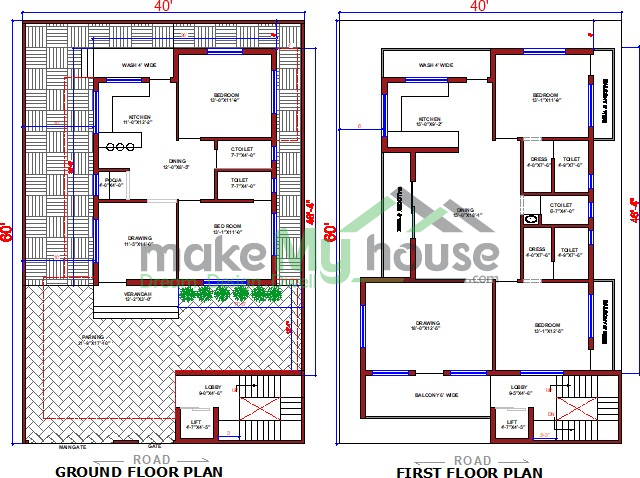 3 Bhk Indian Type House Plans