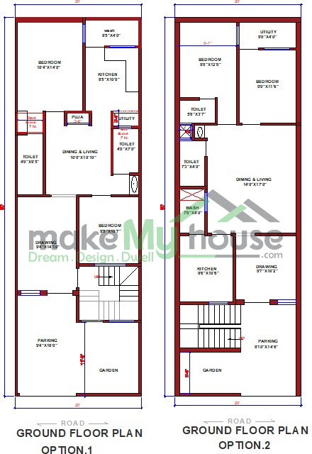 Buy 20x60 House Plan | 20 by 60 Elevation Design | Plot Area Naksha