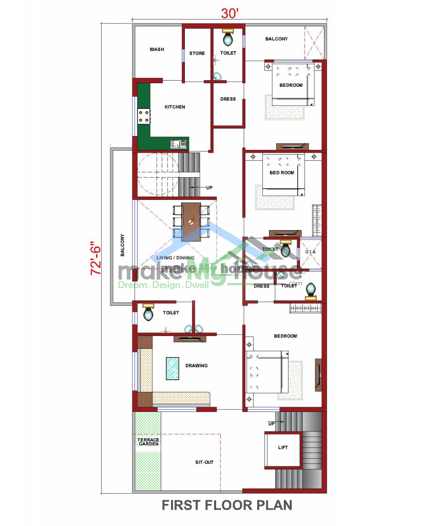 Buy 30x70 House Plan 30 By 70 Elevation Design Plot Area Naksha