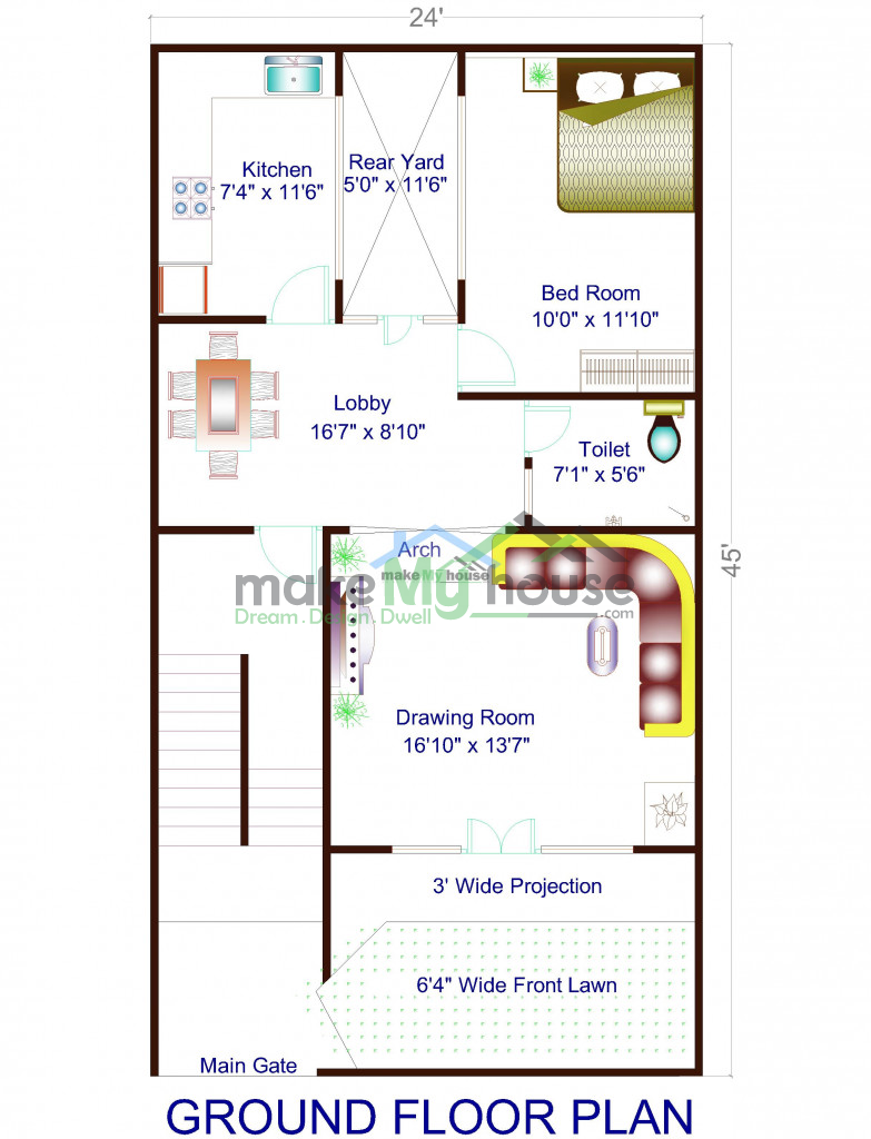 Buy 25x50 House Plan 25 By 50 Elevation Design Plot Area Naksha