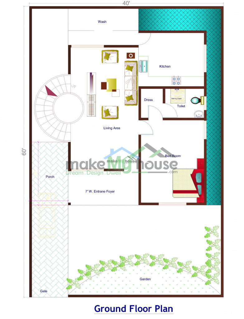 Buy 40x60 House Plan 40 By 60 Elevation Design Plot Area Naksha