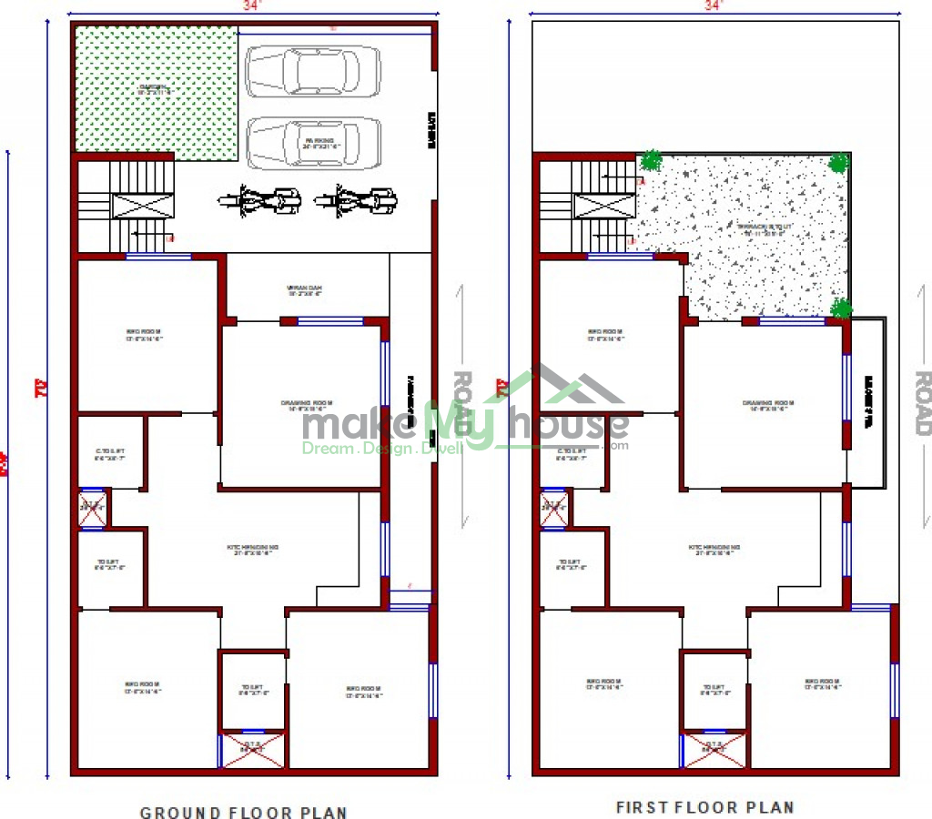 Buy 24x70 House Plan | 24 by 70 Elevation Design | Plot Area Naksha