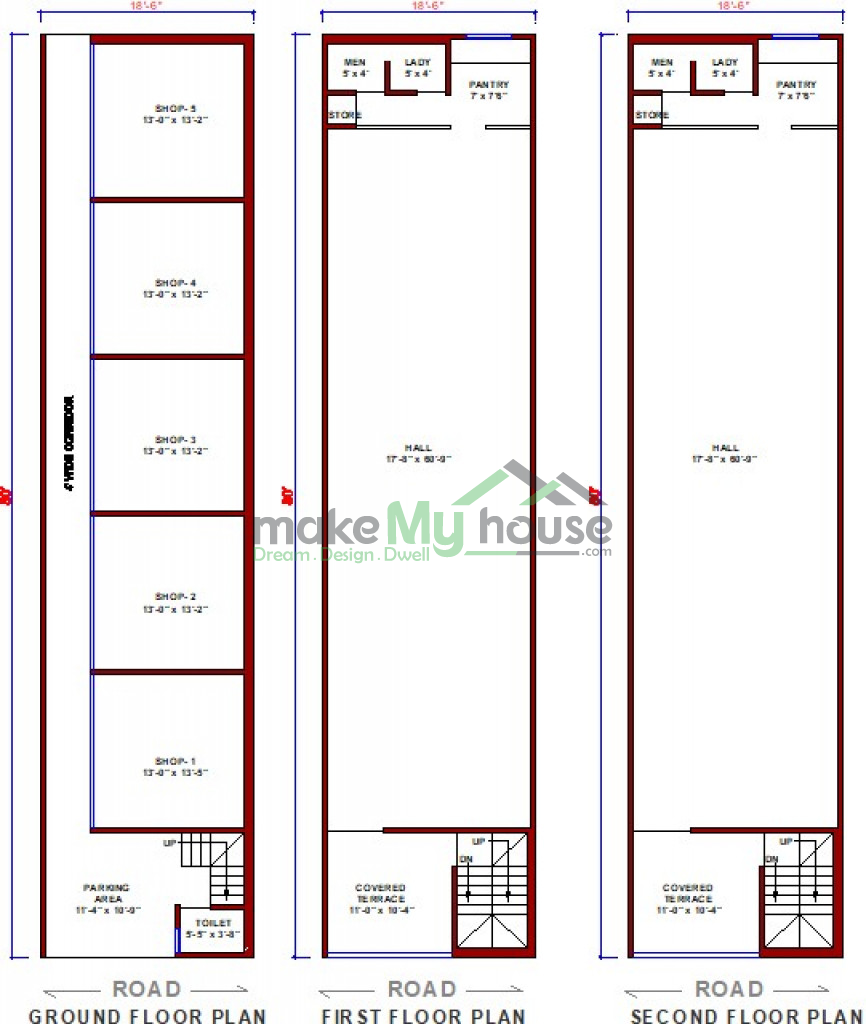 Buy 19x80 House Plan 19 By 80 Elevation Design Plot Area Naksha