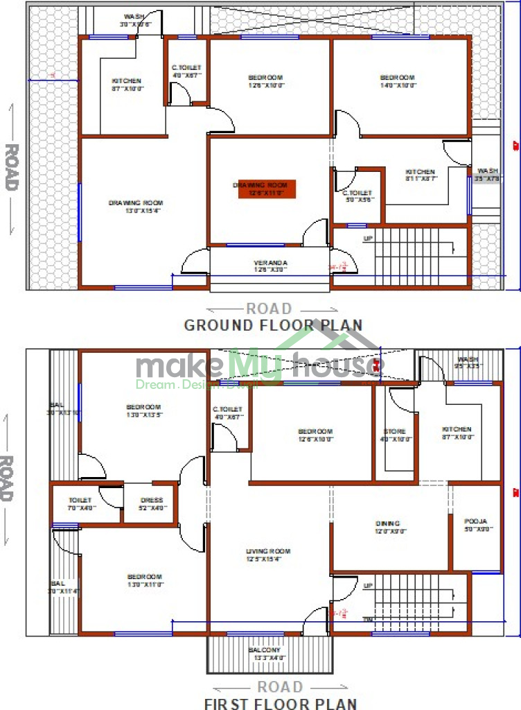 Buy 30x50 House Plan | 30 by 50 Front Elevation Design | 1500Sqrft Home ...