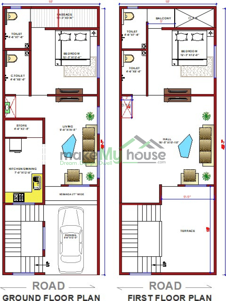 18x50 House Design Ground Floor