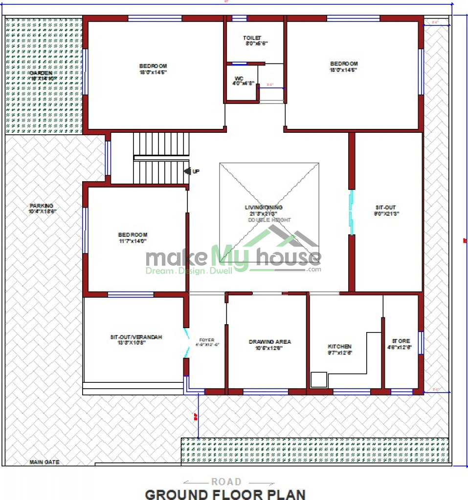 Buy 60x60 House Plan | 60 by 60 Elevation Design | Plot Area Naksha