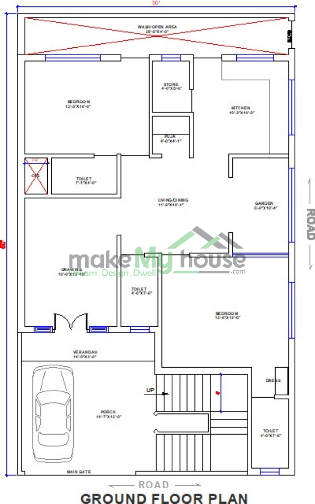 Buy 30x50 House Plan | 30 by 50 Front Elevation Design | 1500Sqrft Home ...