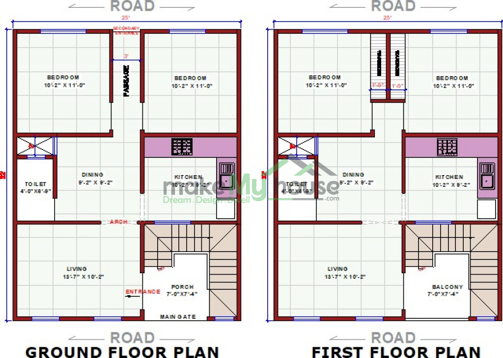 Buy 25x32 House Plan 25 By 32 Elevation Design Plot Area Naksha
