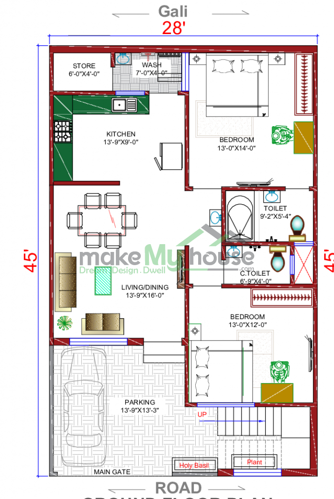 duplex residential cum commercial elevation design