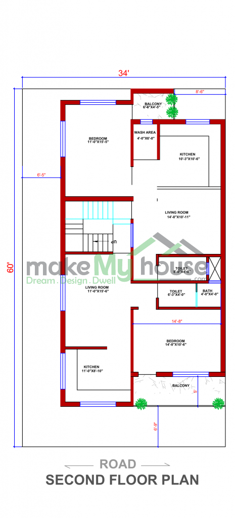 G+2 house design