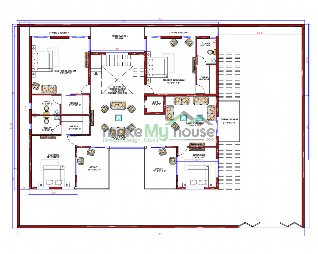 triplex house floor plan