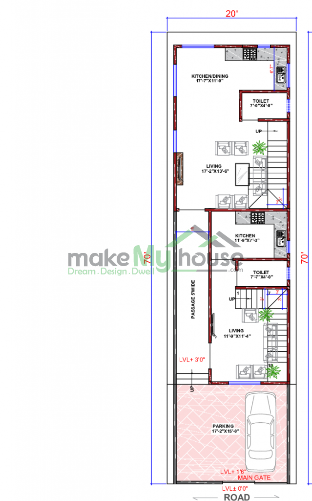 20x70 Floor Plan