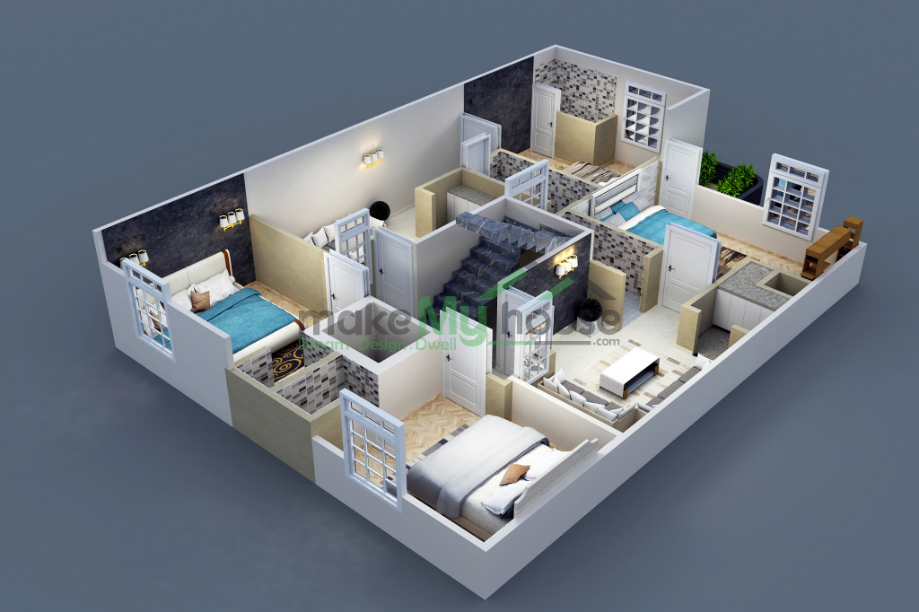 cut section with floor plan