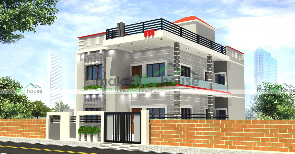 1950Sqft 3D House Design