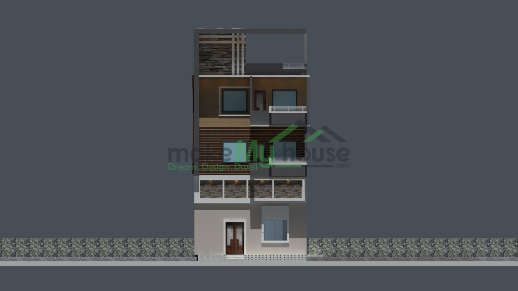 3 BHK House Plan with Balcony