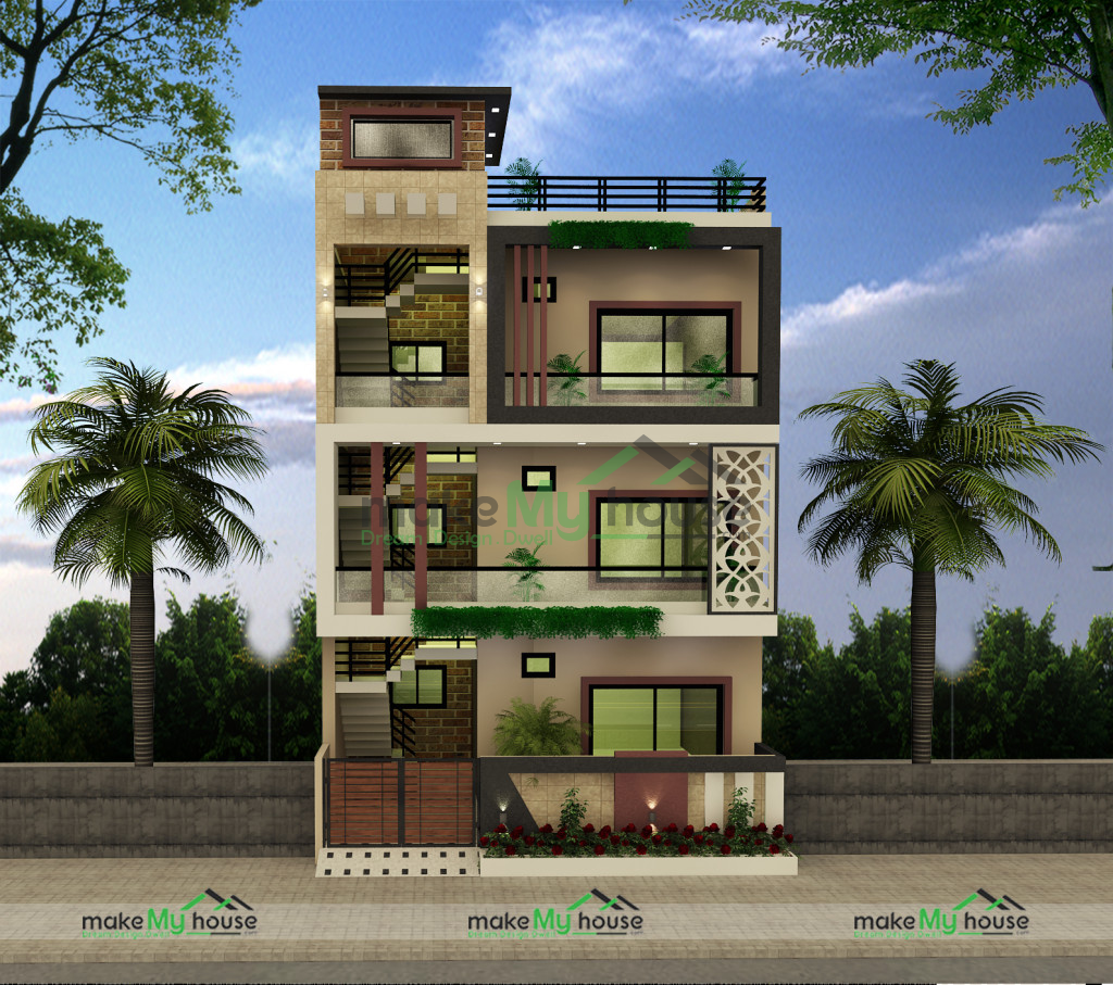 Triplex Floor Plan House Elevation Design