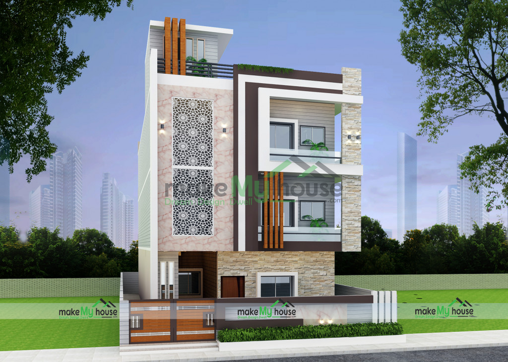 Triplex Floor Plan Exterior Elevation Design