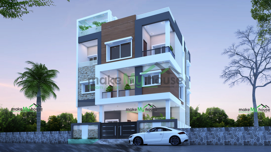 3 floors building elevation design