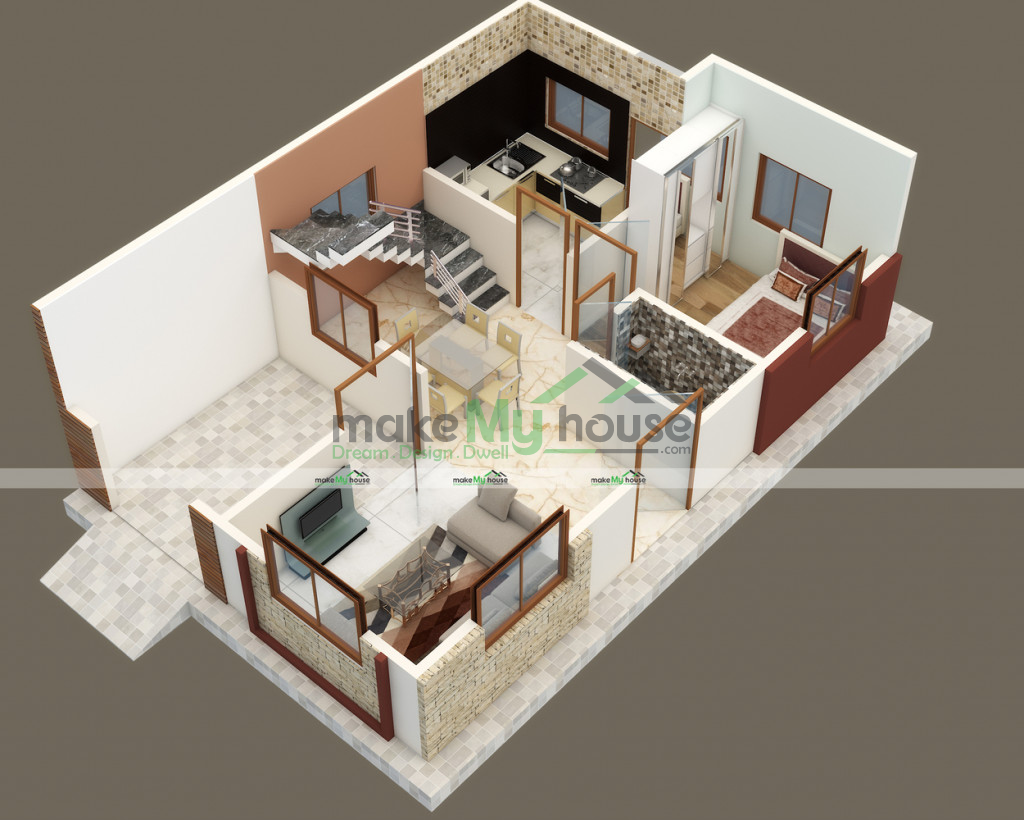 cut section with floor plan