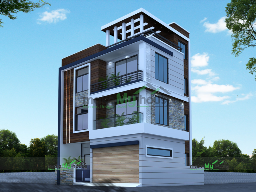 3 storey house elevation plan