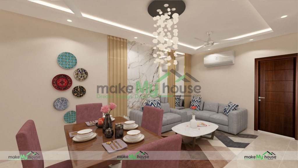 interior for living and dining room