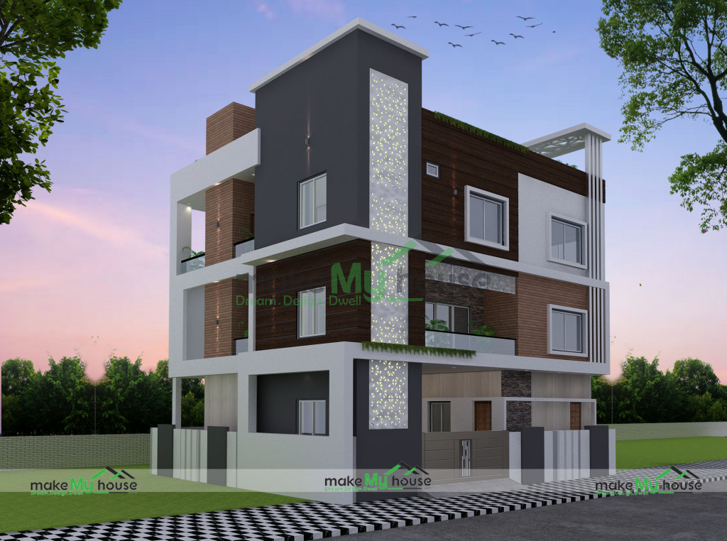 triplex 3d corner elevation