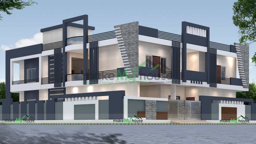 duplex 2d front elevation