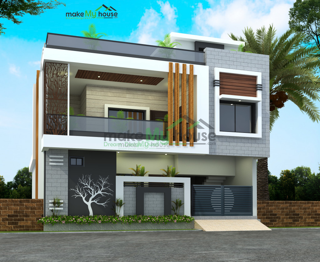 Duplex 3D Front Elevation