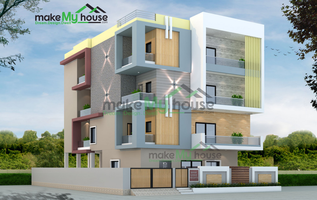 multistory 3d front elevation