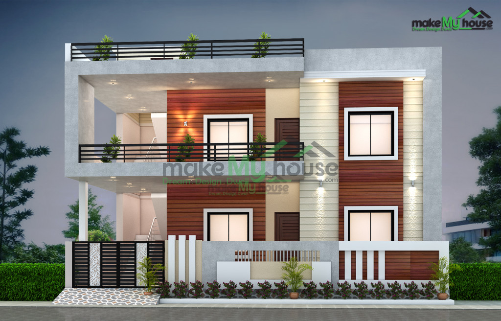 duplex residential cum commercial elevation design