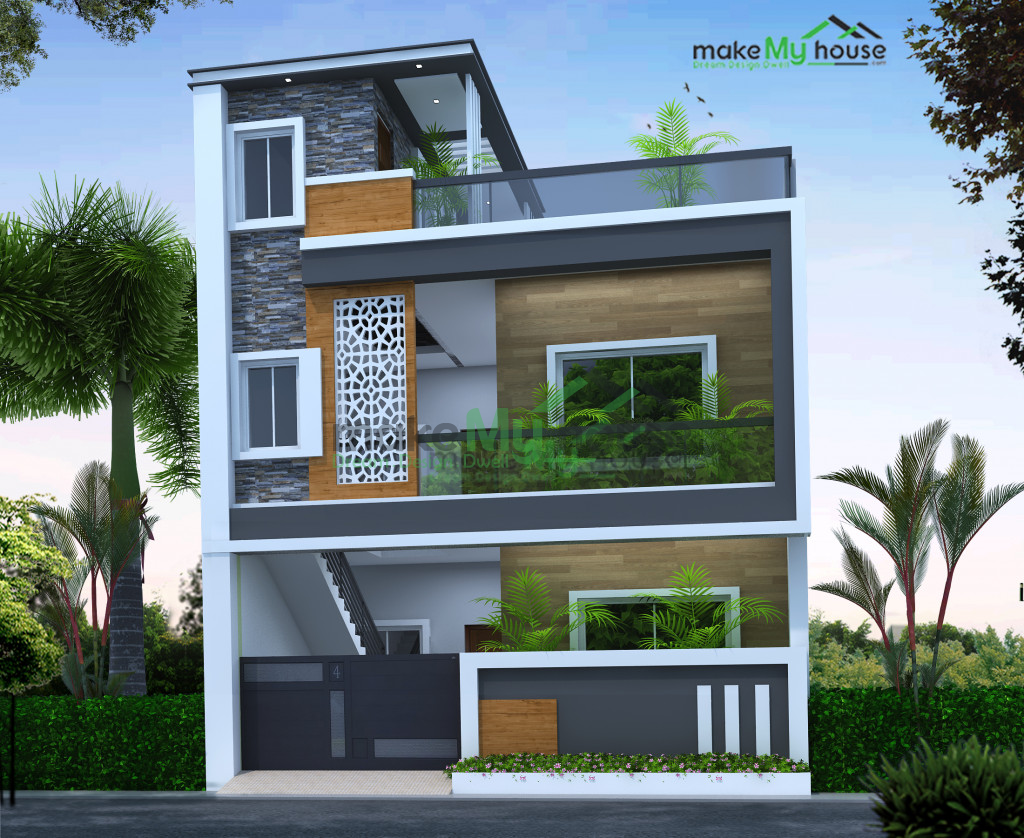 duplex residential cum commercial elevation design