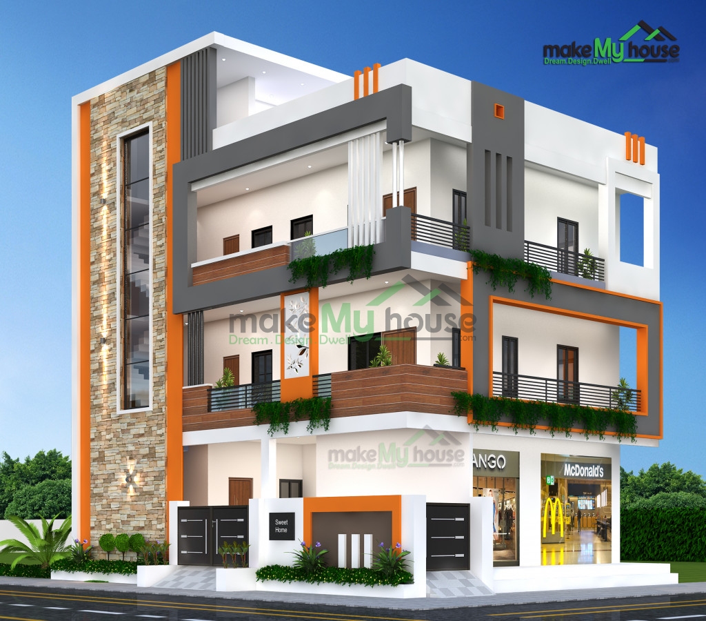 Triplex house elevation design