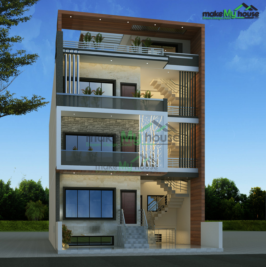 Triplex 2D Front Elevation