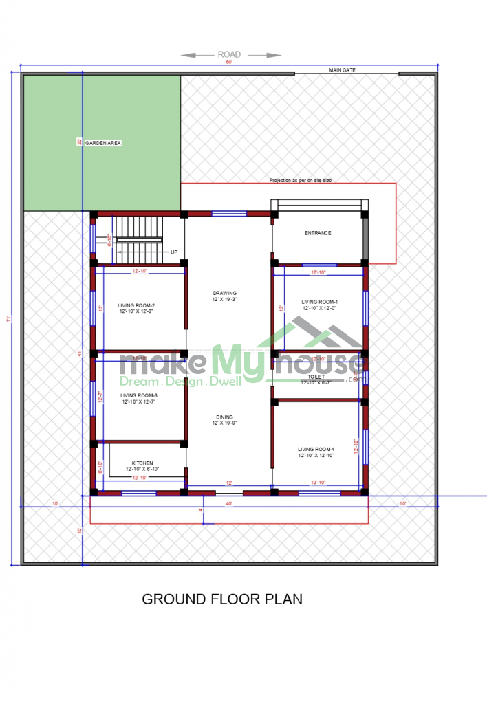 G+1 Duplex Floor Plan With Garden