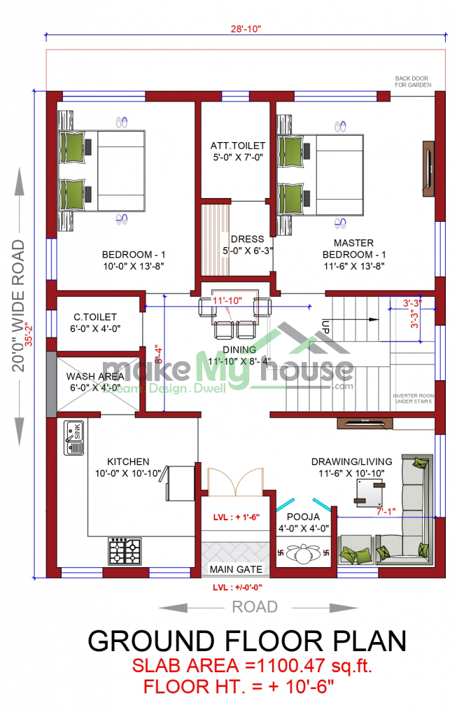 26x35 house design