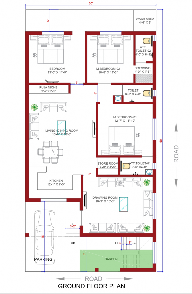 1 marla house design