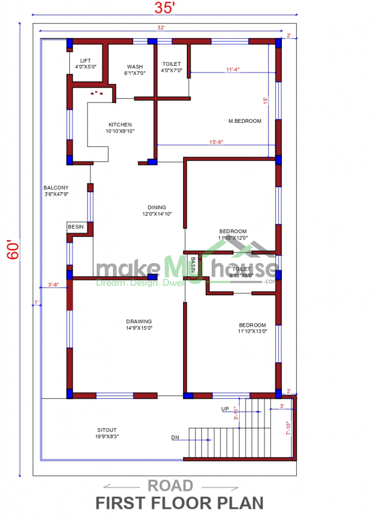 90x130 Plot House Plan