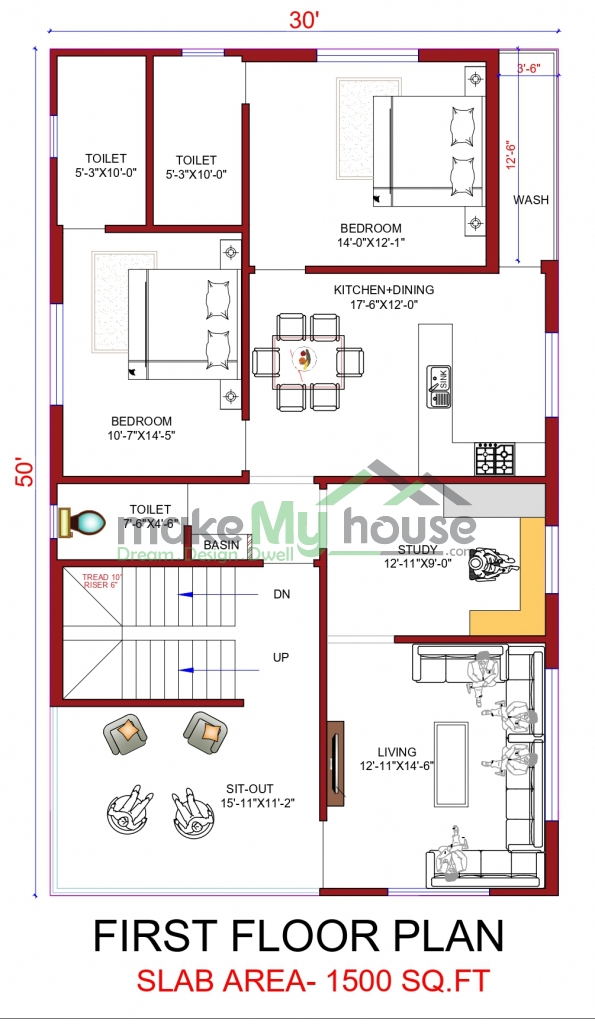 2 BHK 2 Storey House Plan