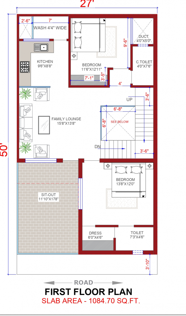 Duplex Floor Plan with Parking