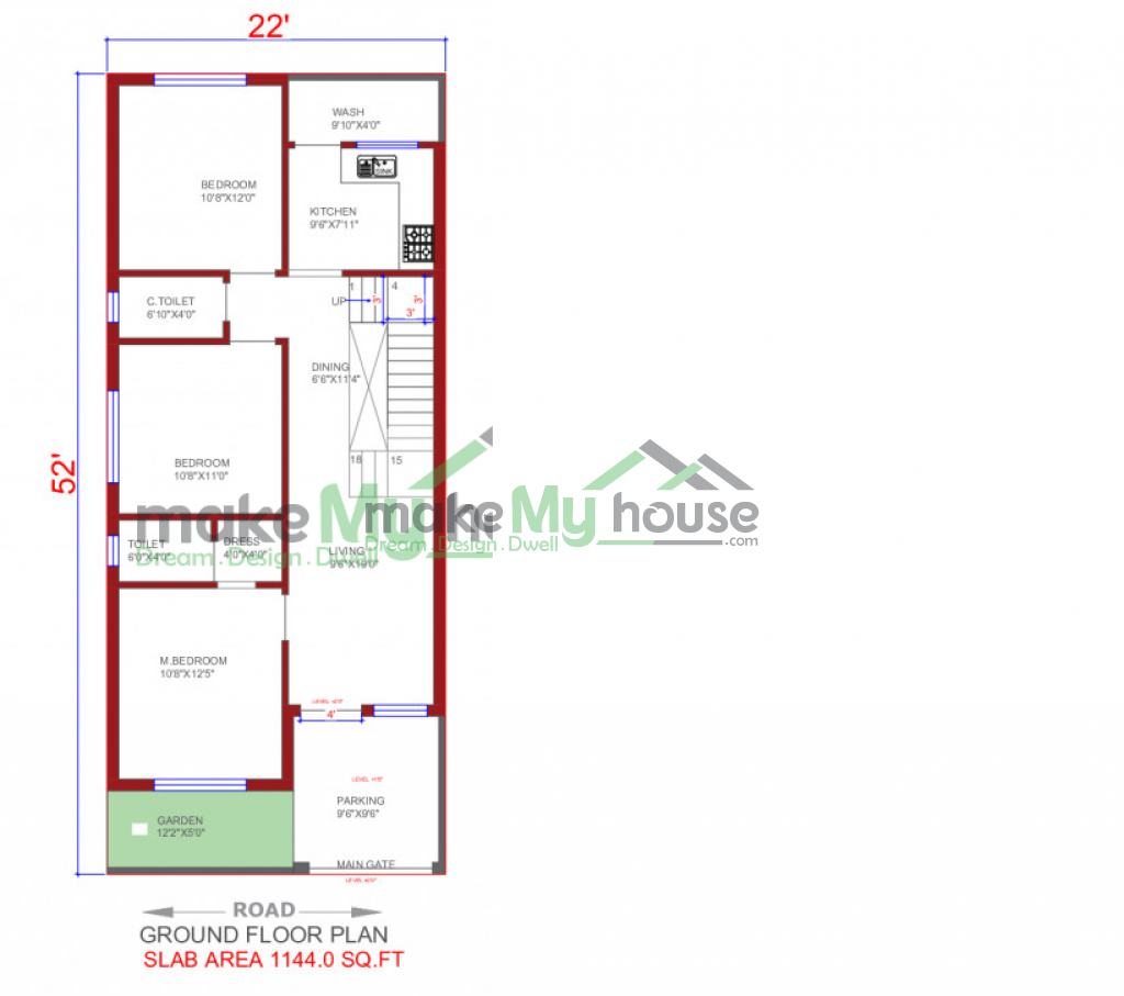 simplex floor plan with parking