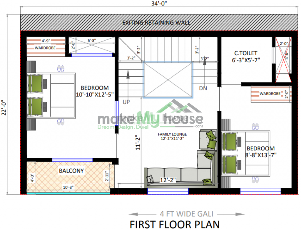 22x40 floor plan