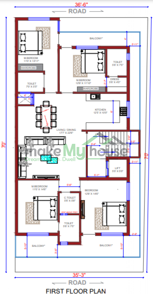 35x70 Plot House Plan