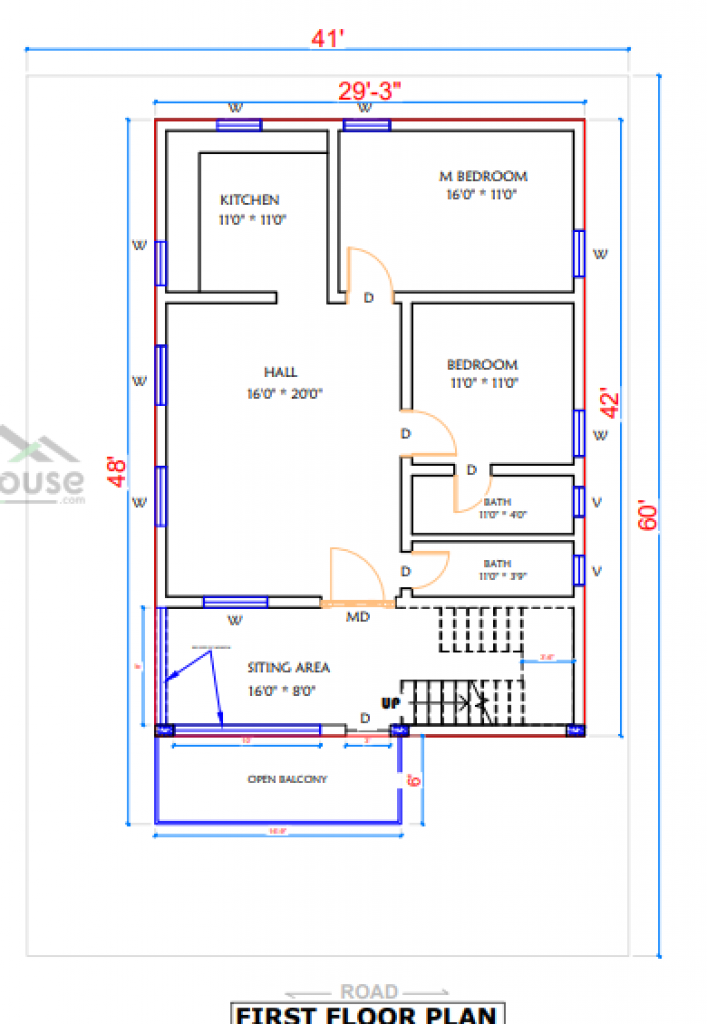 40ft x 60ft House Elevation Design