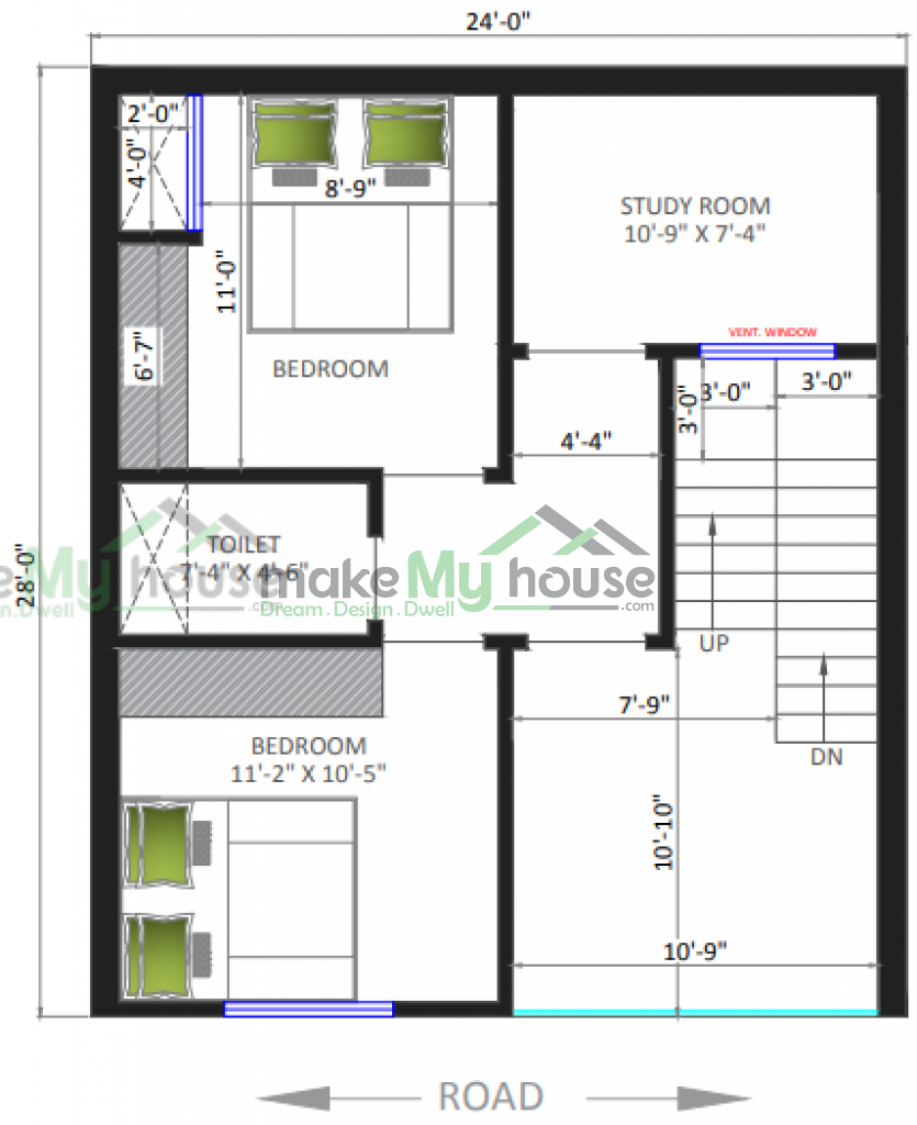 1344 Sqft House Plan with Vastu Compliance