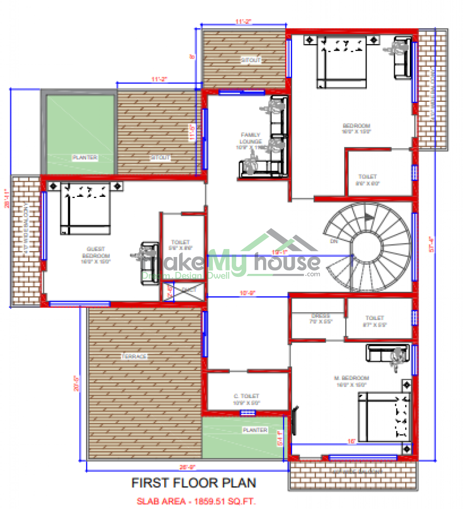 3d elevation west facing house