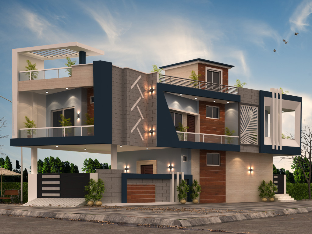 Duplex Exterior Elevation Design