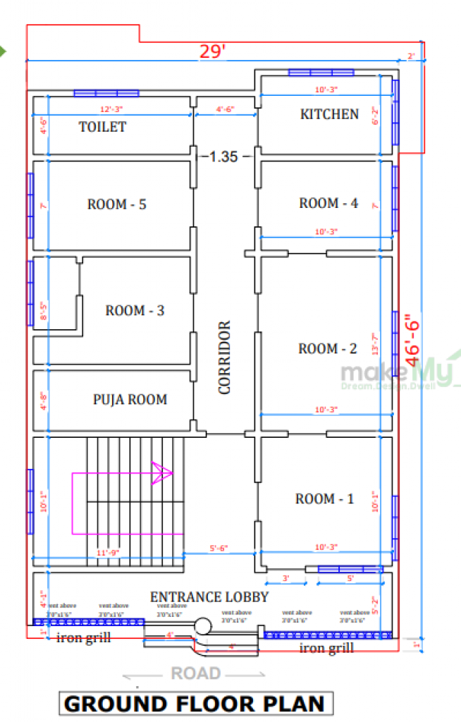 30ft x 46ft House Design