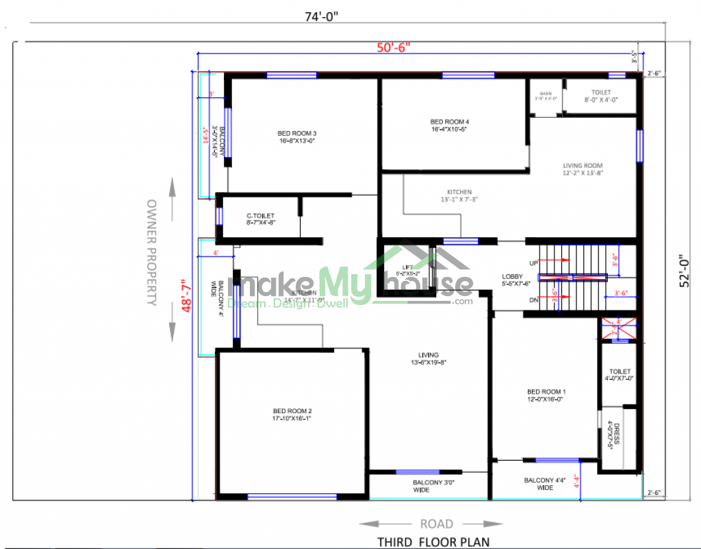 G+3 Floor Plan